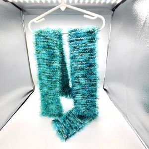 Handmade White & Aqua Knit Scarf